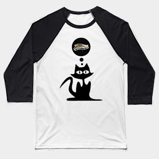 Black cat needs some sardines Baseball T-Shirt